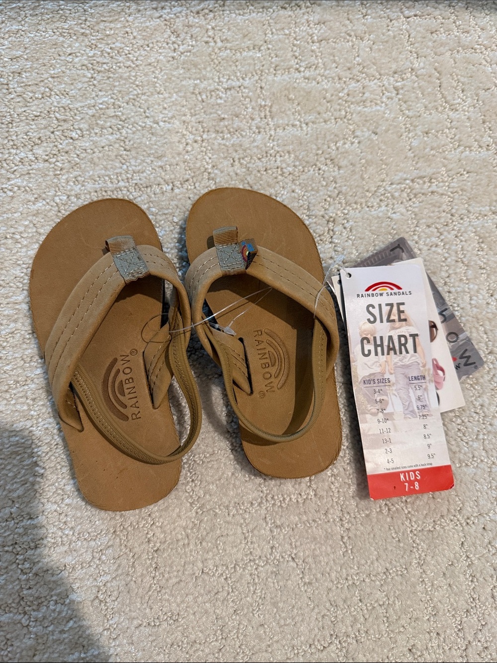 NWT Toddler Rainbow Brown/Tan Leather Flip Flop Sandals